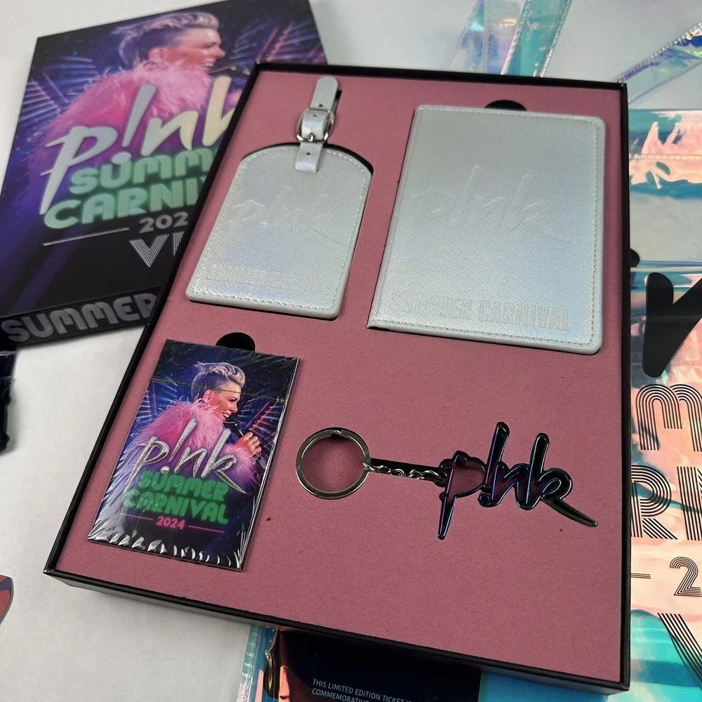 P!nk Summer Carnival 2024 VIP Merch Set Tote Bag‎ Lanyard Keychain Ticket Silver